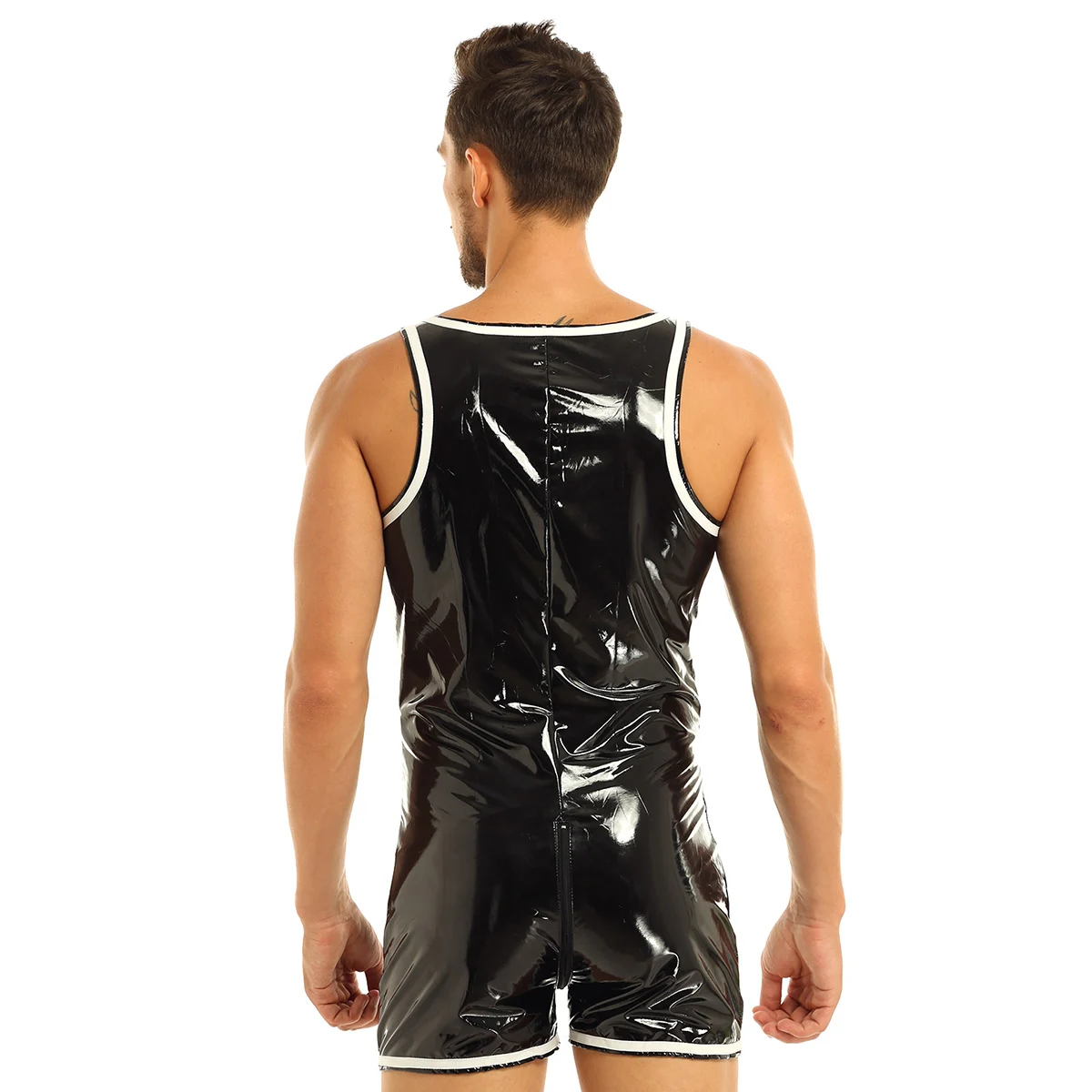IEFiEL, мужское нижнее белье, сексуальная клубная одежда, Wetlook, панк, бодибилдинг, передняя молния, боксеры, трусы, трико, боди, костюмы, вечерние, комбинезон