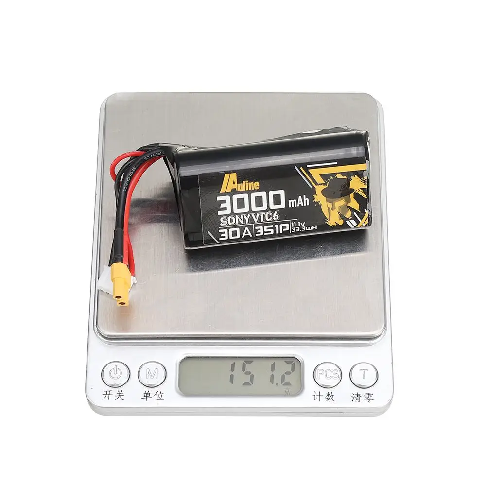 

Auline VTC6 3S 11.1V 3000mAh 30A 3S1P Li-ion Battery for 3inch FPV Racing Drone RC Quadcopter RC Models Toys w/ XT30 Plug