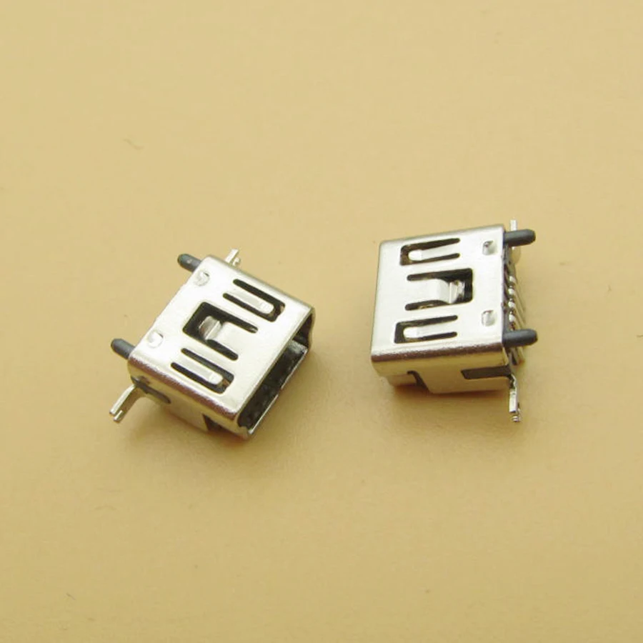 100 шт. мини usb Тип B Женский 5 Pin DIP Вертикальная ножка PCB 180 градусов разъем V3 Micro USB