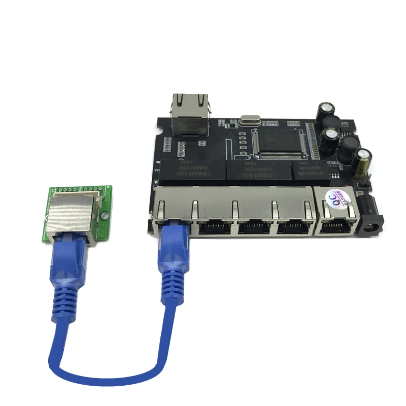

OEM PBC 8 Port Gigabit Ethernet Switch 8 Port met 8 pin way header 10/100/1000 m hub 8way power pin Pcb board OEM schroef gat