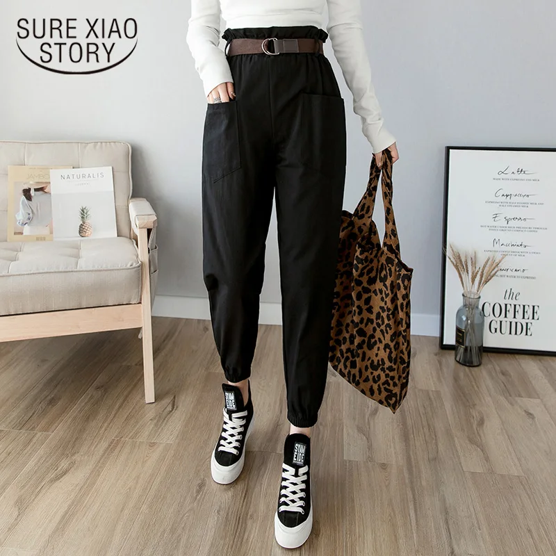 С высокой талией штаны шаровары брюки узкие женские 2021 Сезон весна лето Модные