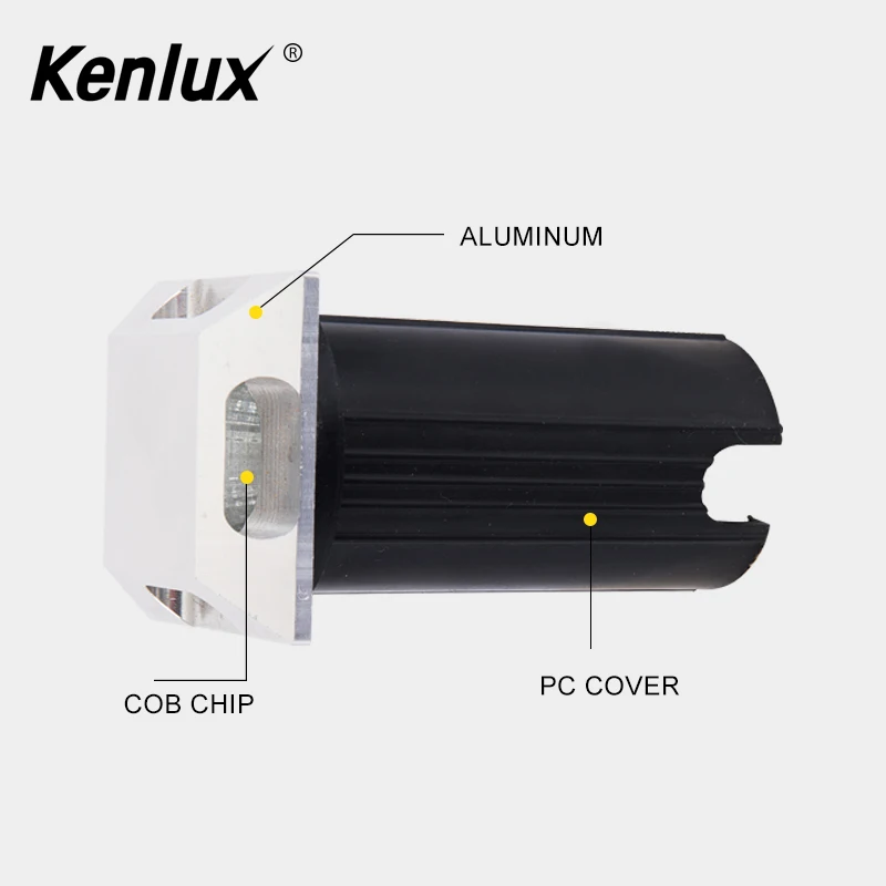 Квадратный светодиодный подземный светильник Kenlux 2 Вт D52mm COB алюминиевый