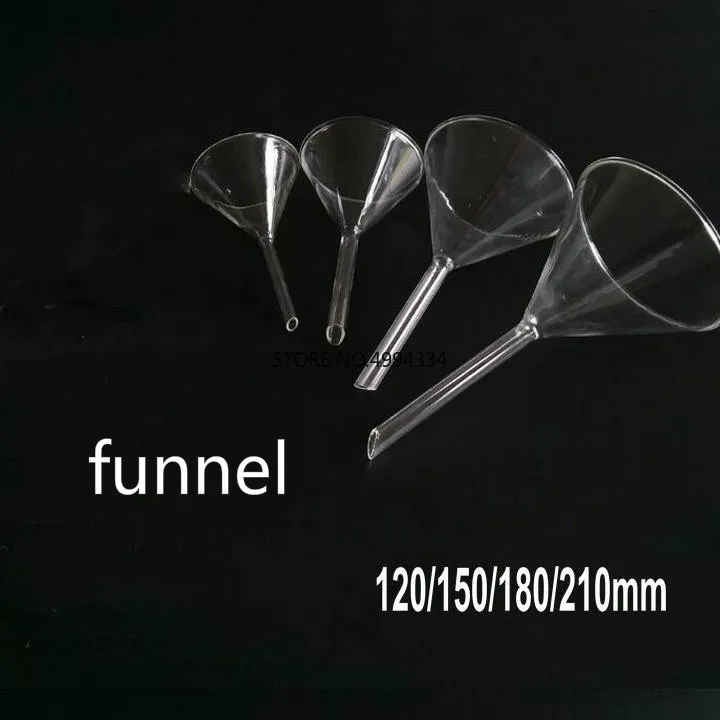 

1Pcs/lot 120/150/180/210mm Clear Glass Subuliform Funnel with straight short neck For Laboratory Experiment glassware