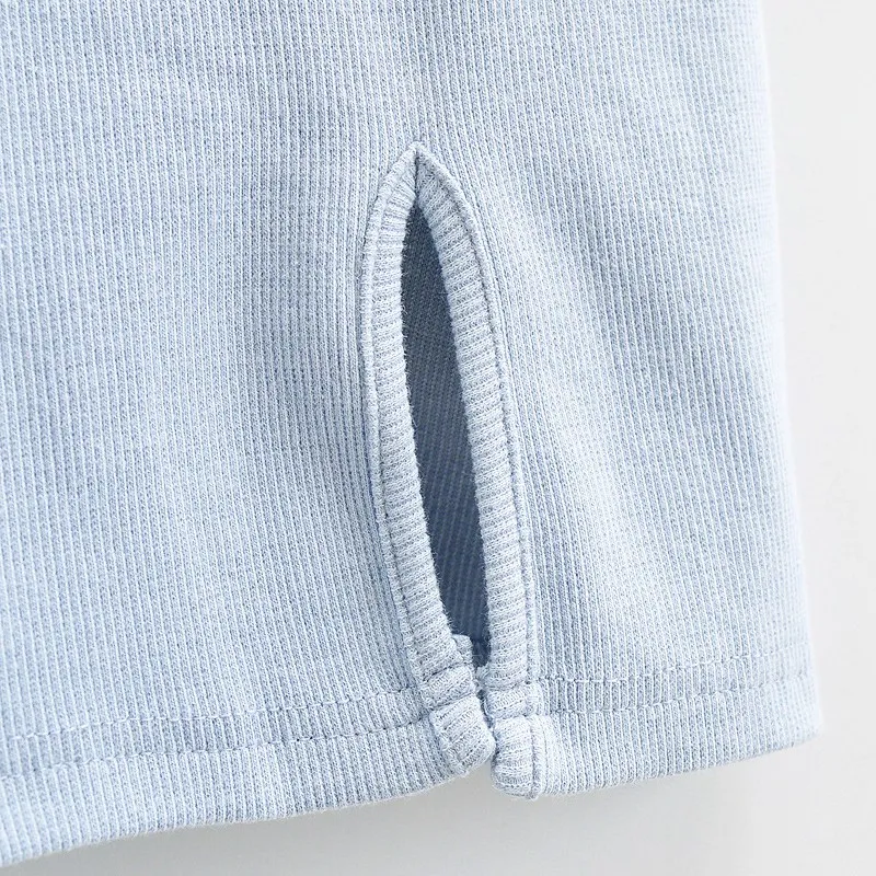 

Women's Slim Fit Net Face Side Slit Lapel Fake Pocket Decoration Dress