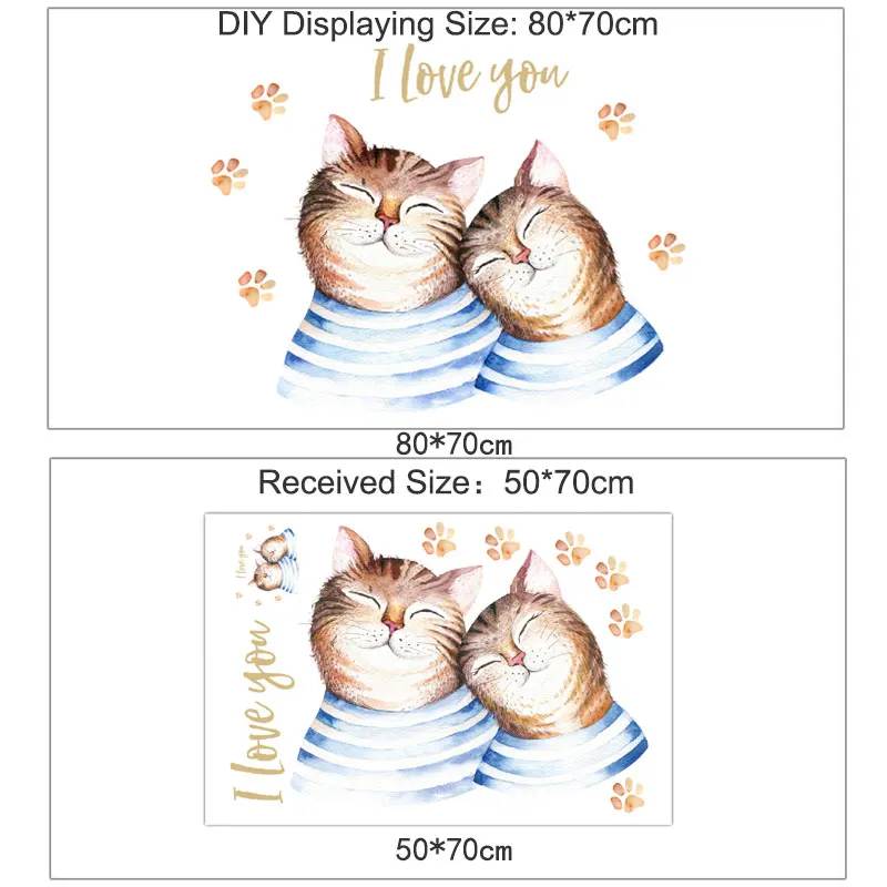 Милые милые Мультяшные кошки пары наклейки на стену лапы принты для детской