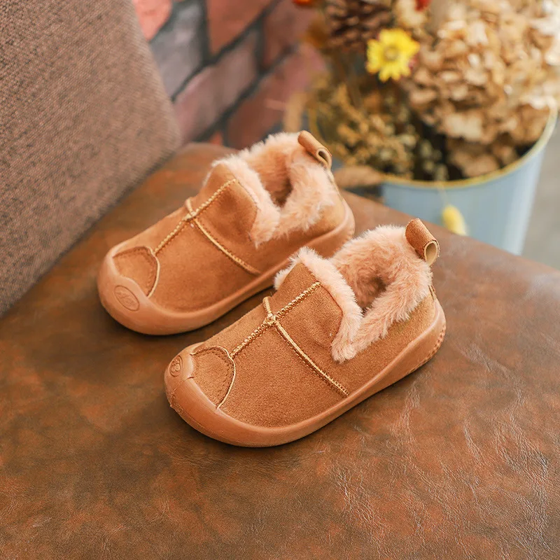 winter plush warm Moccasin first walkers prewalkers school student soft sole pink Baby Shoes hot sale Toddler red large plus big size17-26 Unisex