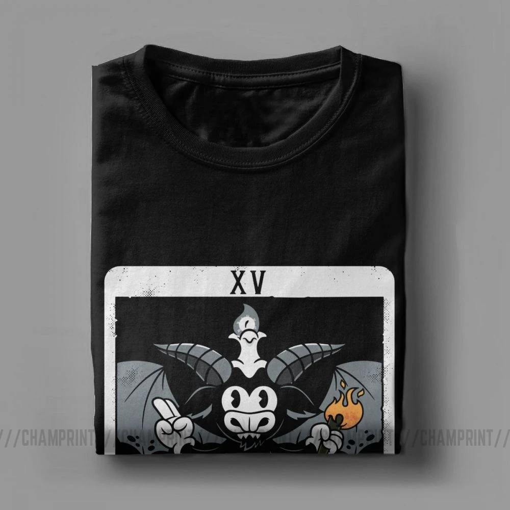 Мужские футболки с рисунком Бафомет и карты Таро дьявола винтажные коротким