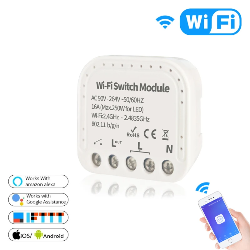 Tuya с Alexa Google Home Smart Switch 1/2 Way 90 264V WiFi переключатель модуль Wifi автоматический