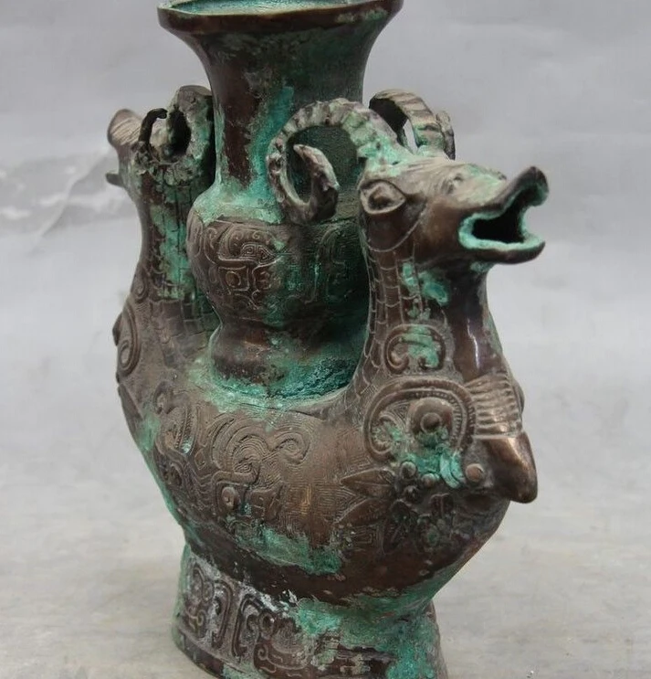 814 + китайский Дворец Королевский бронзовый медный овца Коза ваза Crock фляжка