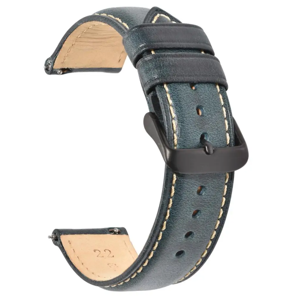 dark blue 2 BEAFIRY загорелая кожа 22 мм 20 мм 18 мм ремешок для часов Quick Release Watch Band ремешок коричневый для мужчин и женщин совместим с Fossil - Цвет ремешка: dark blue 2