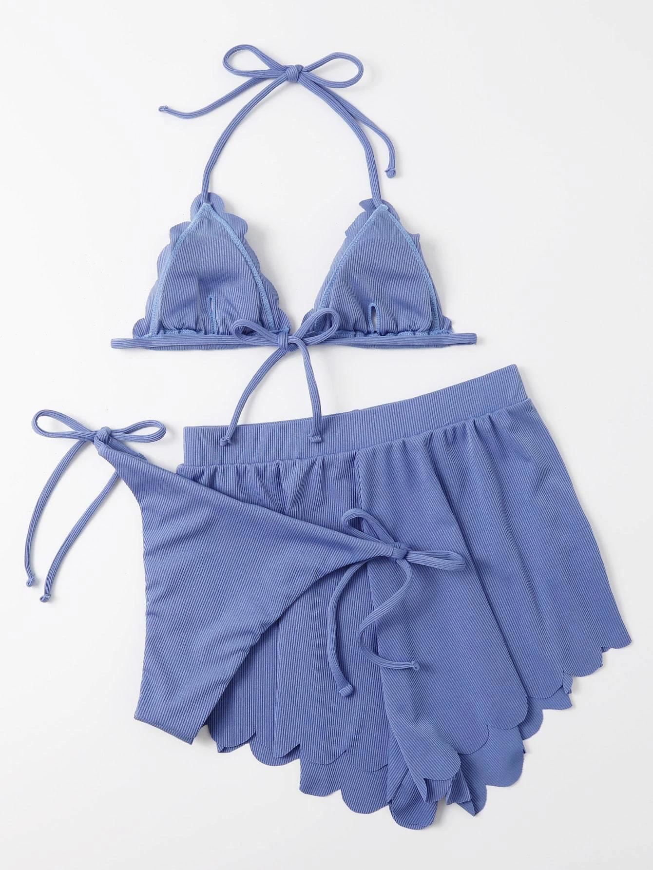 

Новинка 2022, купальник Peddney с высокой талией, однотонное бикини из трех частей, сексуальный купальник, пляжная одежда с подкладкой, женское би...