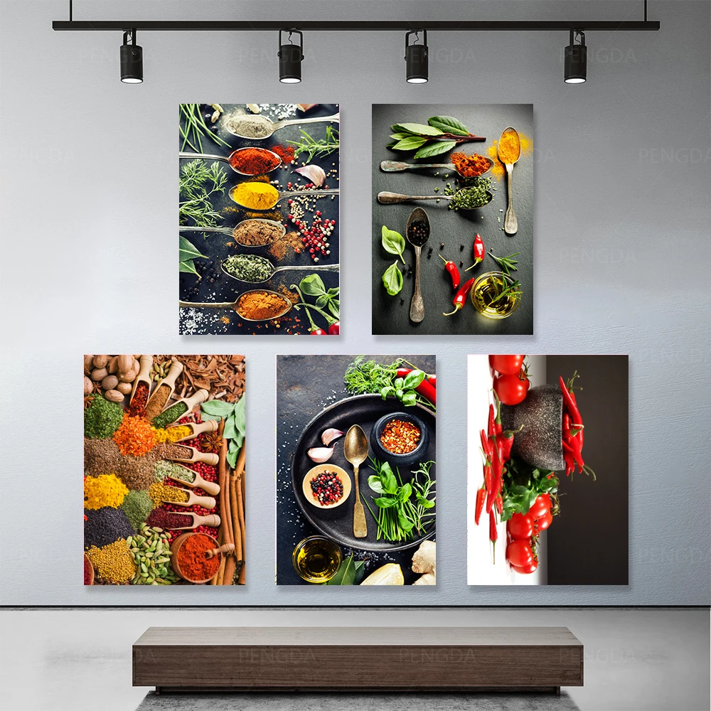 

Vegetable Grains Spices Kitchen Canvas Painting Posters Prints Wall Art Picture Living Room Decor