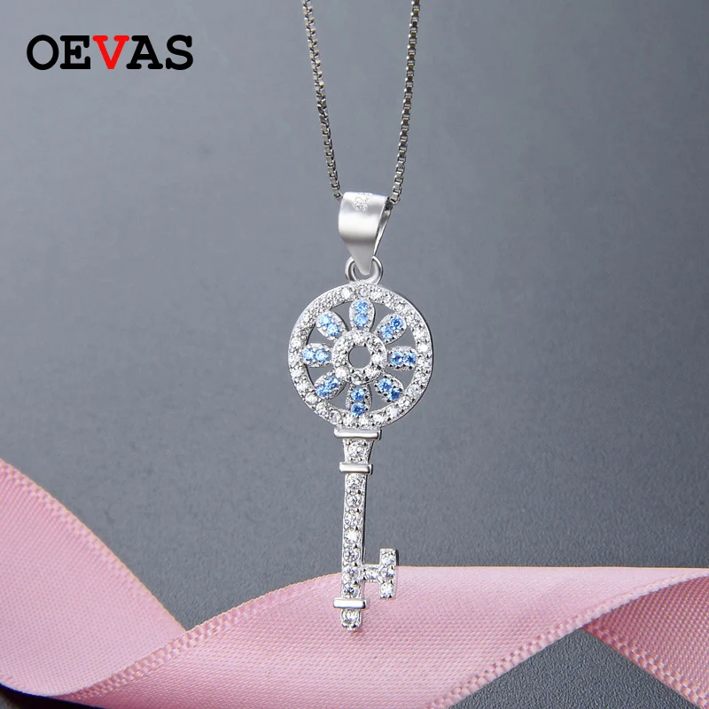 S925 серебро Искрящийся Циркон брелок ожерелье для женщин Корейская Мода