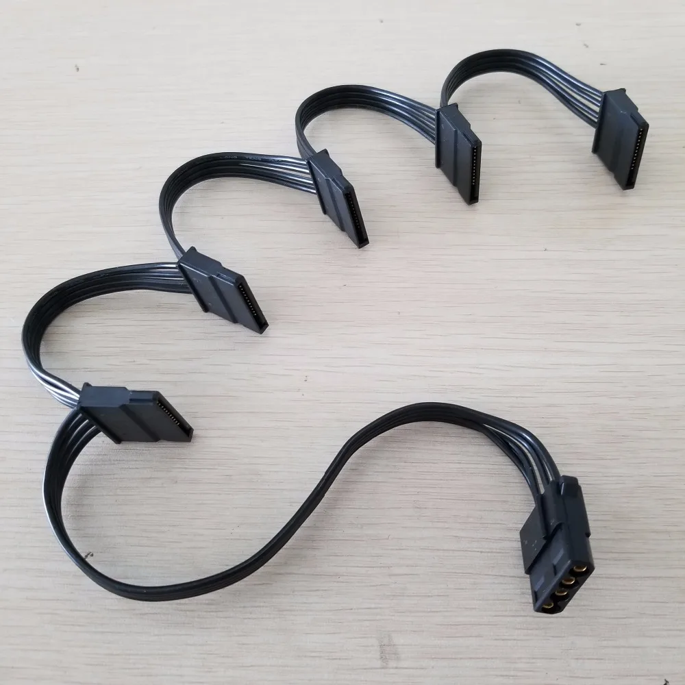 Кабель питания IDE Molex 10 шт./лот от 4pin до 5x15pin SATA 18AWG для жесткого диска HDD SSD ПК