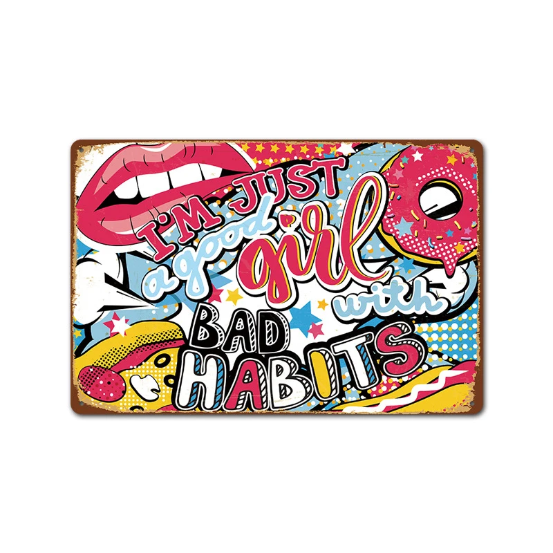 

Art Graffiti Sexy Red Lips Metal Sign Poster Retro Couples Club Tin Sign Cafe Bar Wall Decortive Painting Crafts Iron Plate