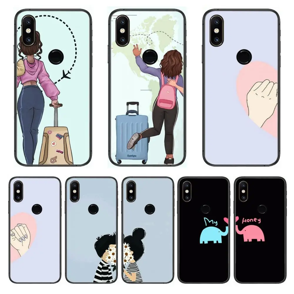 

Lovers friendship case Phone Case For xiaomi M2 C3 X3 F2 Lite NFC 6 5 x Poco k30 Pro Anime Black Cover Silicone Back Pretty