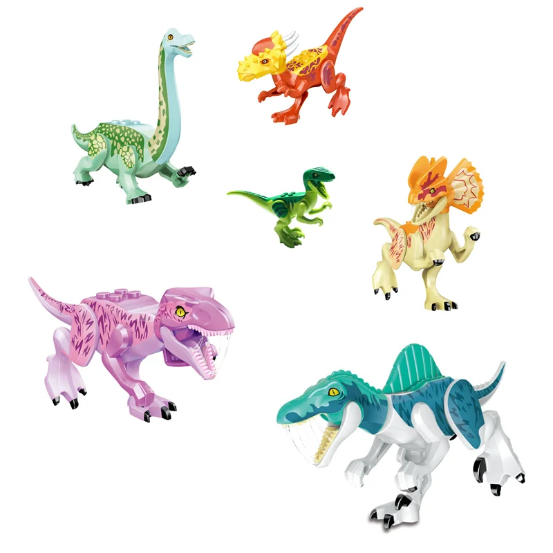 

Dinosaur Locking Blocks Jurassic Tyrannosaurus Dinosaurs Rex Wyvern Velociraptor Stegosaurus Building Blocks Toys For Children