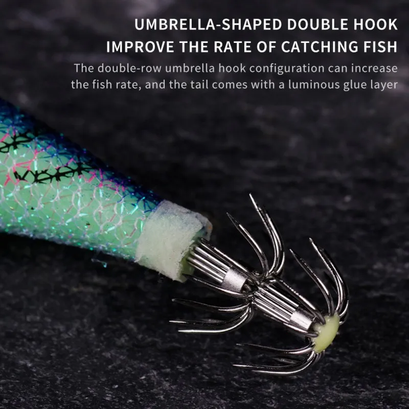 

10Pcs Fishing Lure Lead Sinker Squid Jig Hook Wooden Shrimp Artificial Fishing Lures Octopus Cuttlefish Shrimp Hard Fishing Bait