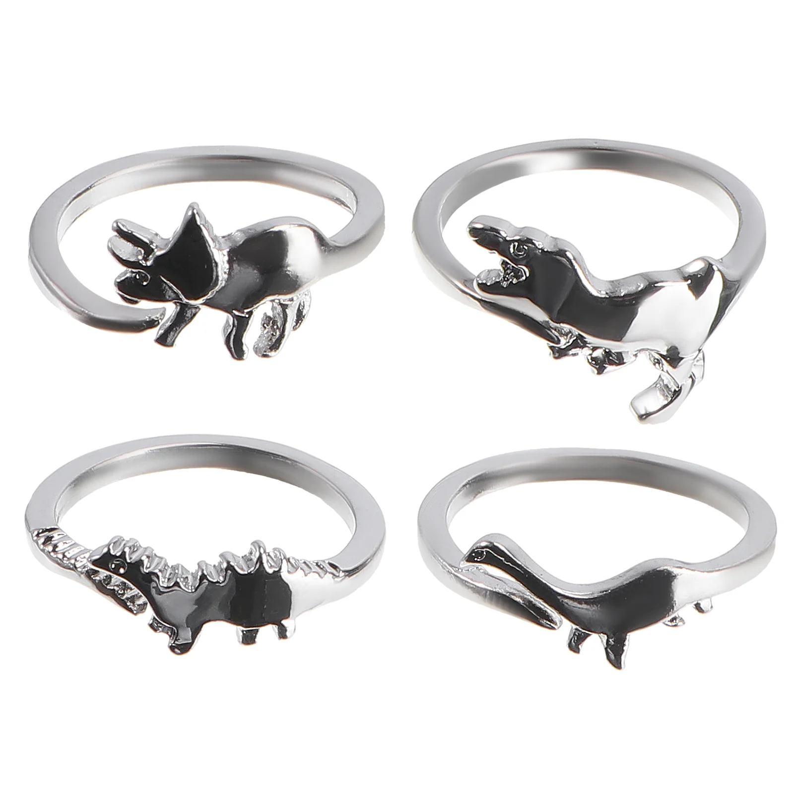 

4Pcs Lovely Delicate Shaped Design Rings Fashion Jewelries Silver