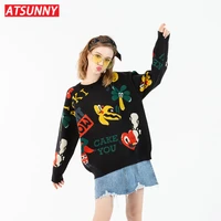 atsunny hip hop american harajuku sweater streetwear graffiti gothic cartoon fun fruit sweaters pullover winter clothes