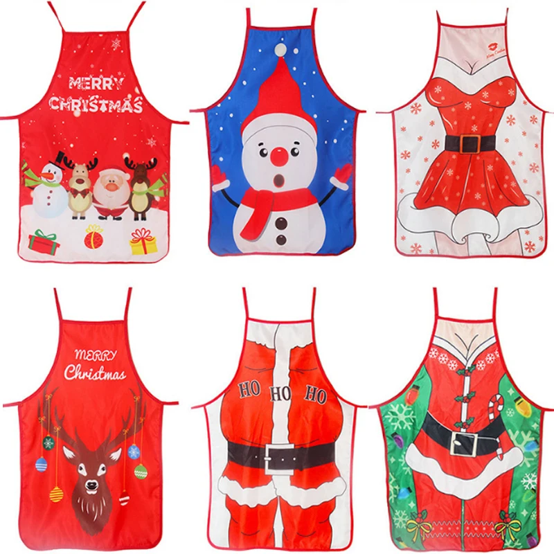 

1PCS Christmas Aprons Adult Santa Claus Aprons Women and Men Dinner Party Decor Home Kitchen Cooking Baking Cleaning Apron Hot