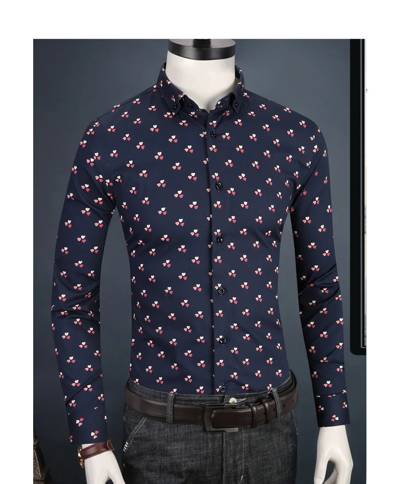 Caiziyijia/ г., весенне-осенняя повседневная одежда с набивным воротником Camisa Masculina, Мужская брендовая одежда Silm fit, платья с длинными рукавами, рубашки