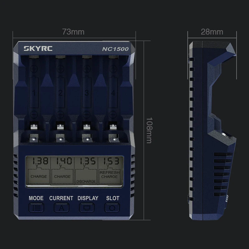 Зарядное устройство SKYRC NC1500 для аккумуляторов AA/AAA 5 В 2 1 А 4 слота ЖК-дисплей и