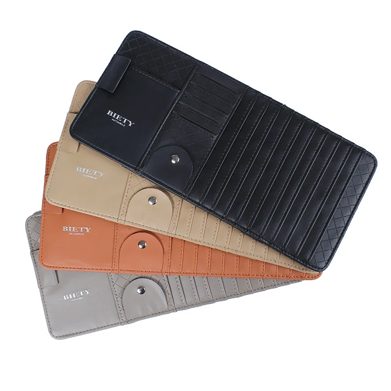

High Grade Sun Visor Car Storage Holder Multi-function Leather Vehicle Pocket Organizer Sun Shade Storage Board Auto Accessories