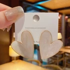 Новые белые серьги в форме сердца, увеличенные, модные ювелирные изделия, оптовая продажа