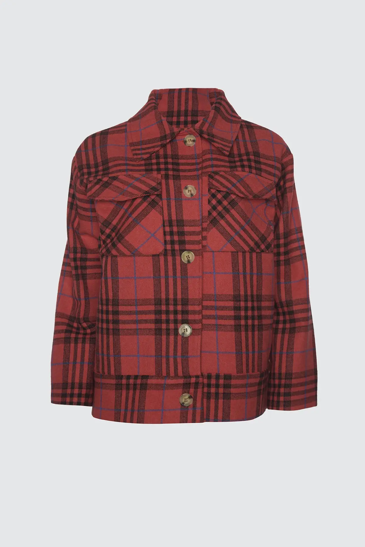

Trendyol Plaid Button Detail Cachet Jacket Coats TWOAW21KB0087