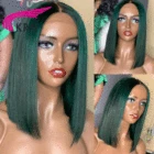 KRN зеленый парик Боб на фронтальной сетке плотность 180 короткий Боб бразильский Реми 13x2 парики из натуральных волос зеленого цвета прямой парик Боб