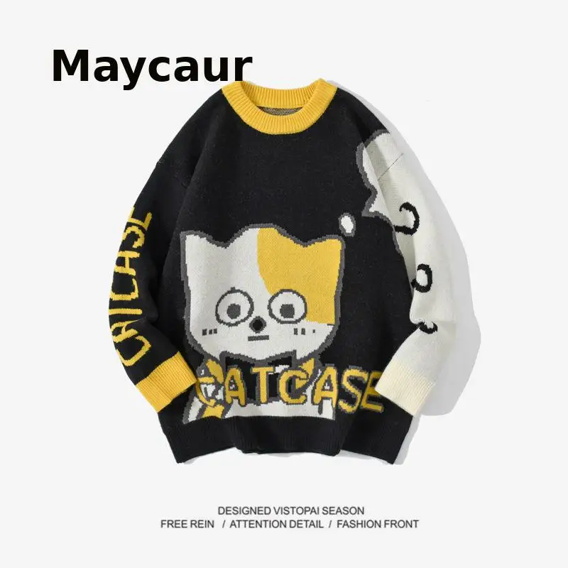 

Мужской свободный свитер Lazy Wind, корейский тренд в японском стиле ретро, теплый студенческий свитер в стиле Харадзюку, пальто для мальчиков н...