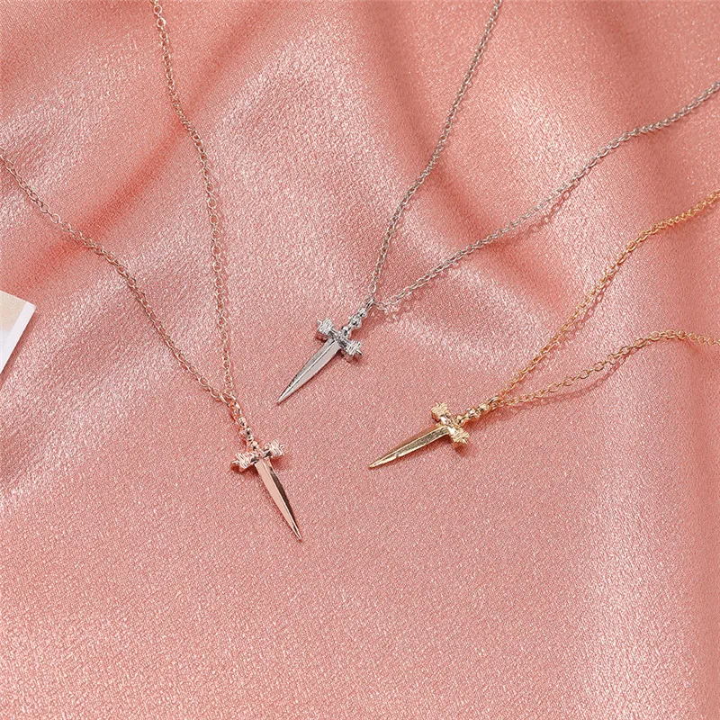 Модное винтажное ожерелье с кулоном в виде меча для женщин и мужчин Ретро хип-хоп