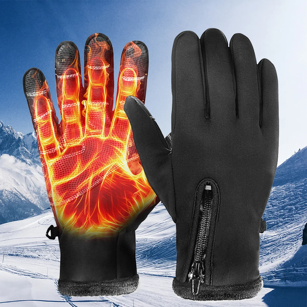 Теплые бархатные перчатки водонепроницаемые ветрозащитные утепленные