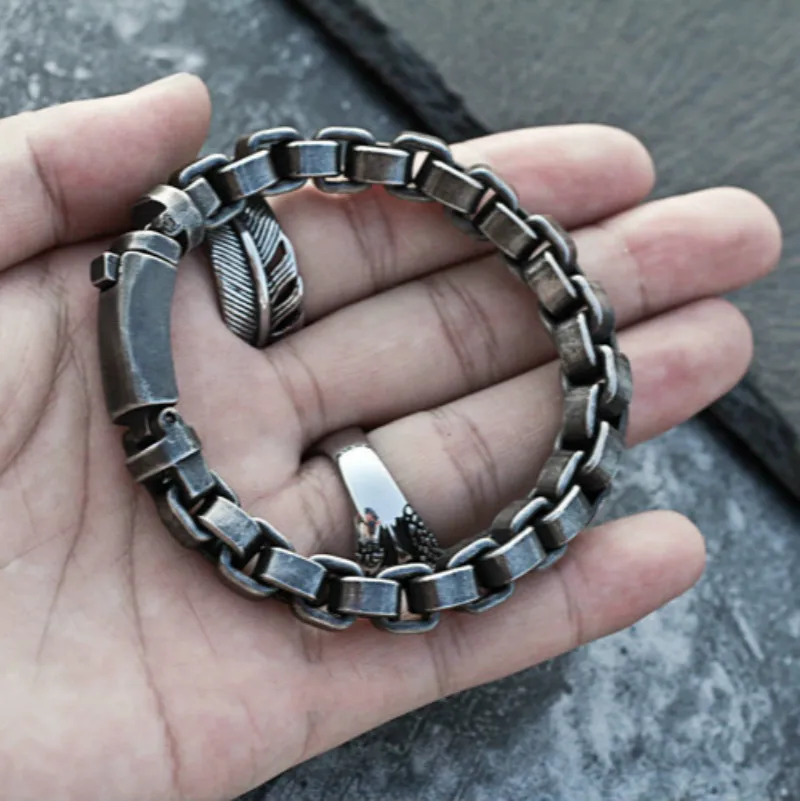 Мужской браслет из титана и стали в стиле ретро с паровозиком простые трендовые