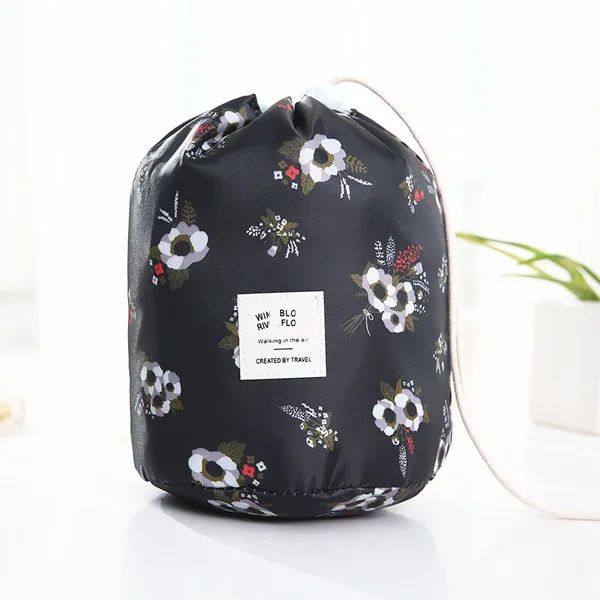 Black Косметичка, круглая косметичка для женщин, для путешествий, несессер, органайзер для макияжа, женский набор туалетных принадлежностей, чехол, коробка для макияжа, моющаяся сумка для хранения - Цвет: Black