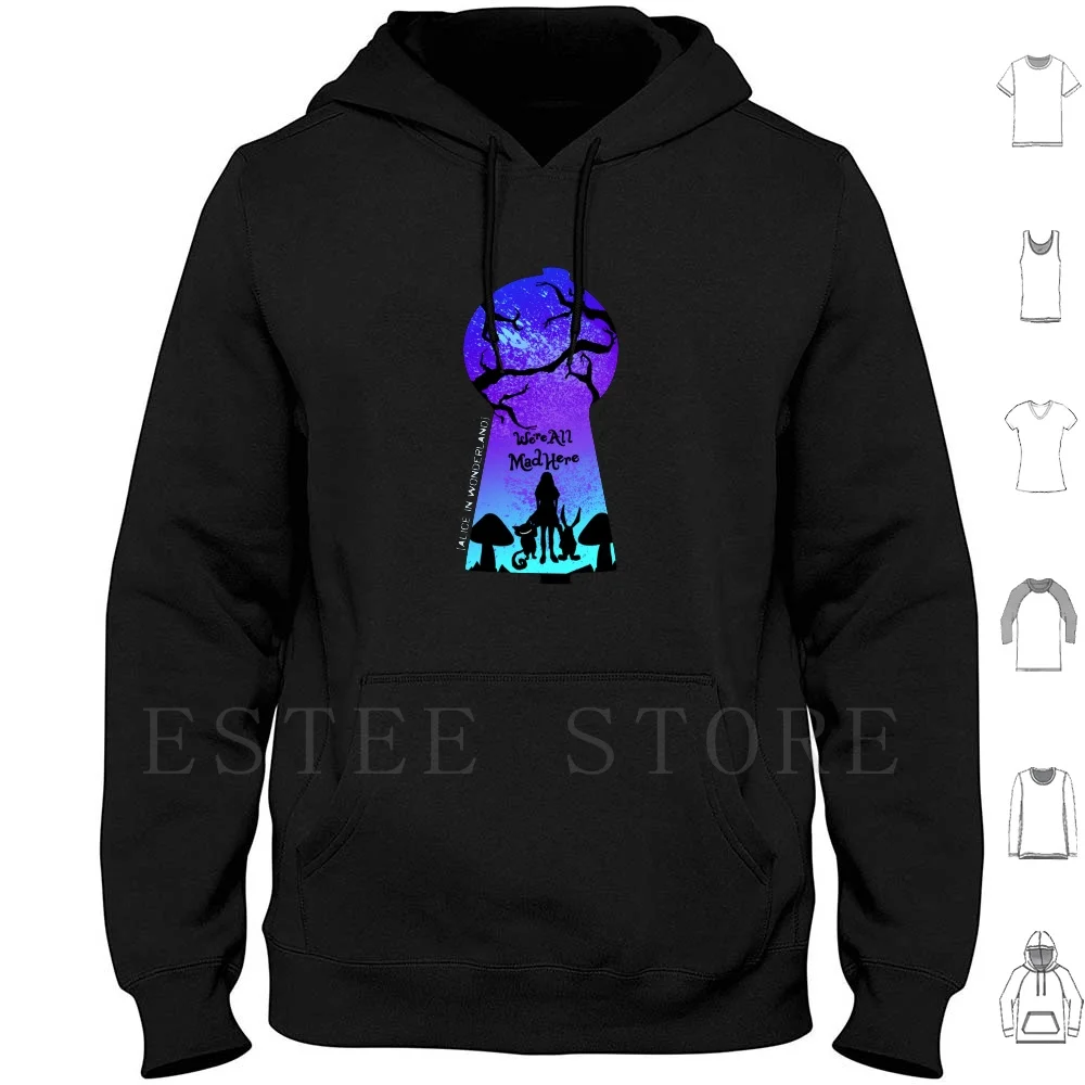 

We'Re All Mad Here-Alice White Rabbit Keyhole Hoodies Long Sleeve Alice In Keyhole Were All Mad Alice Souvenir