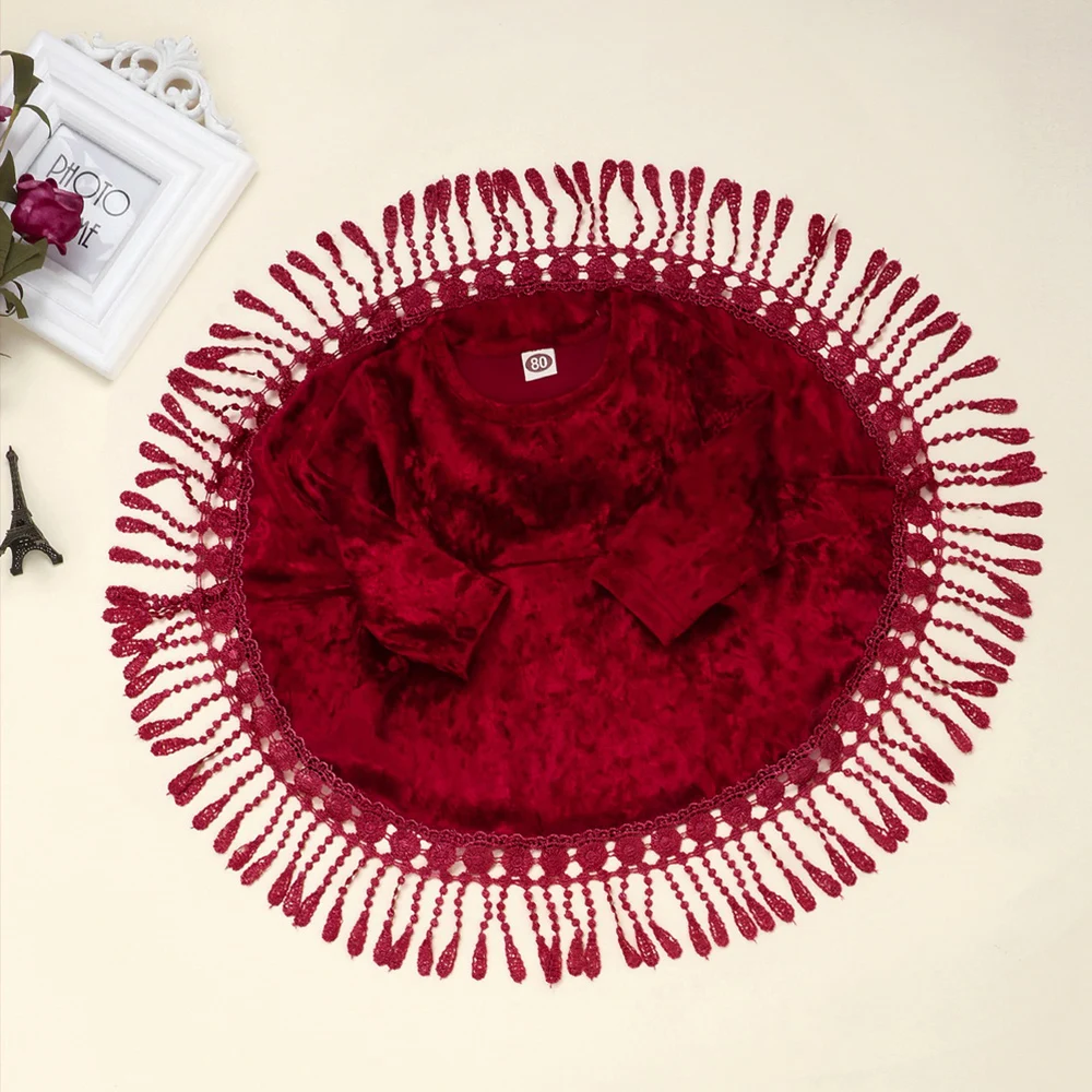 Вечерние платья для маленьких девочек Цвет Красный Велюровые Сезон весна