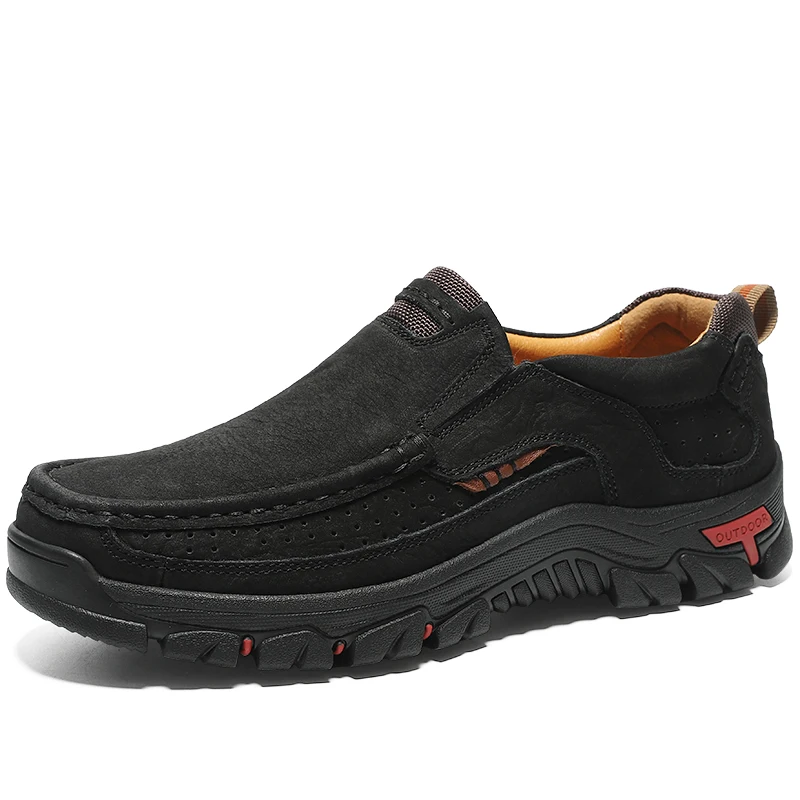 Online Sepatu Kasual Pria Kulit Asli Sneakers Sepatu Pantofel Pria Kualitas Tinggi Sepatu Berkendara Selip Antilembap Ukuran Plus 47 48