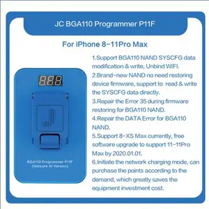 jc p11 p11f bga110 programmer for iphone 8 8p x xr xs xsmax 11 pro max nand syscfg data read write modification repair tool free global shipping