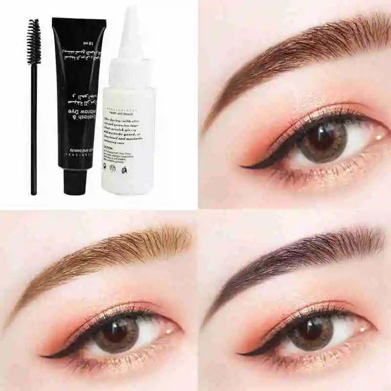 1 Set Eyebrow Dye Kit Eyelashes Cream Professional Natural Plant Color Brow Tint Brown Black Gel Easy | Красота и здоровье
