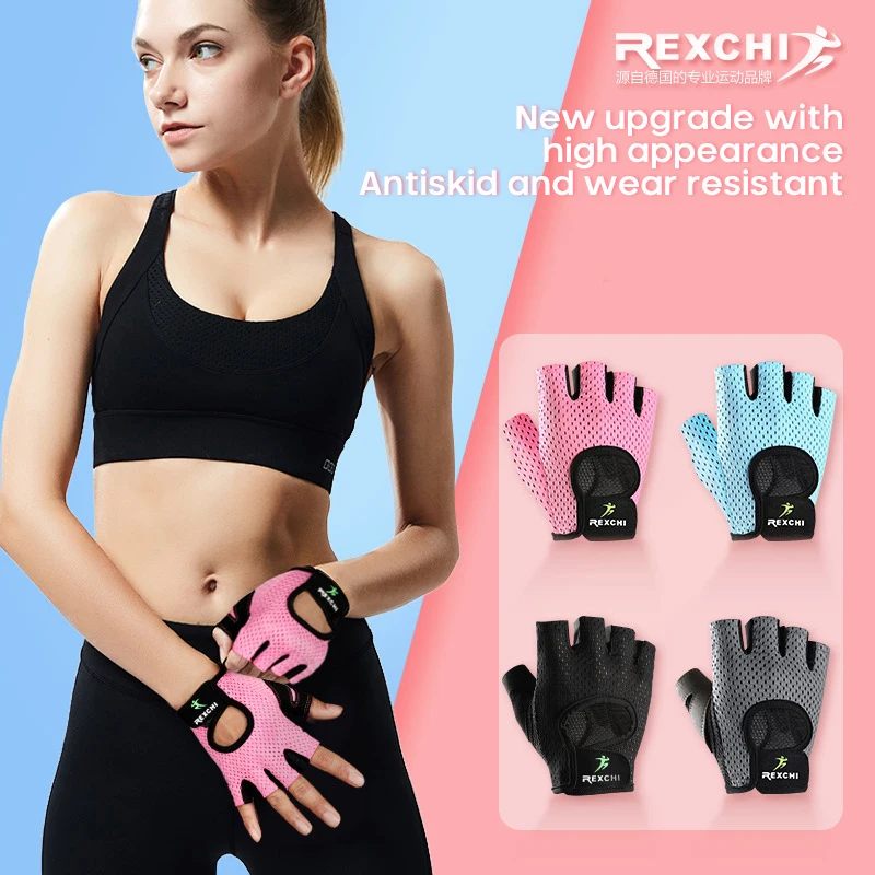 

Fitness Gloves Gym Weightlifting Yoga Breathable Half Finger Gloves Women Men Silicone Non-Slip Hand Protector Cycling Equipment