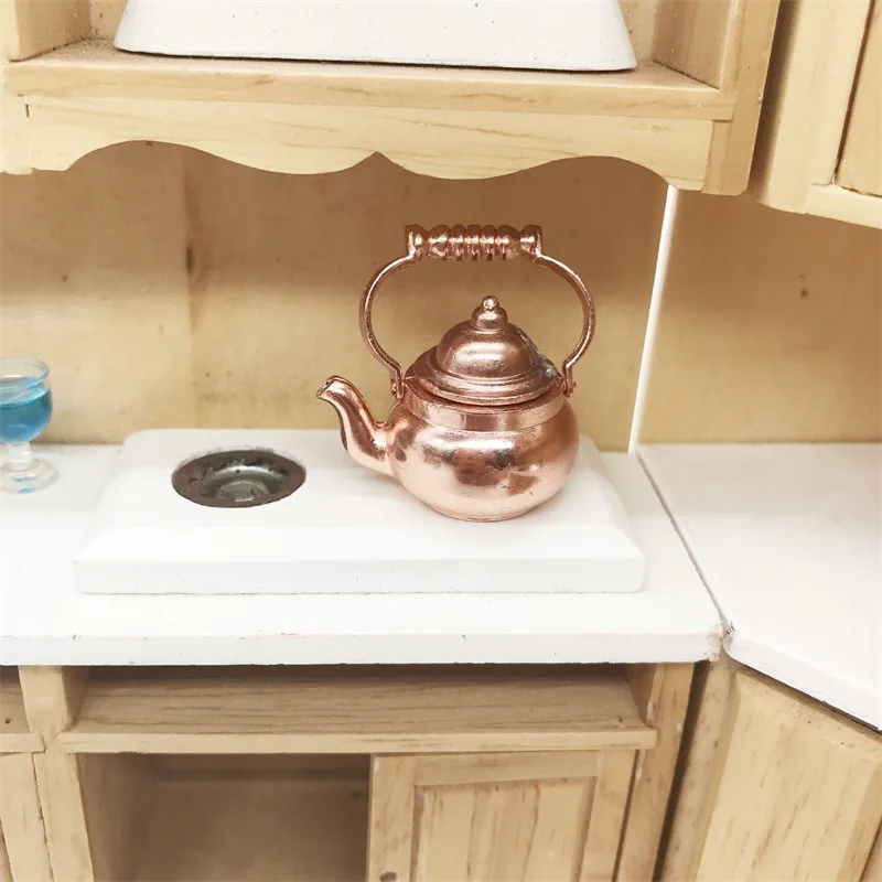 Кукольный домик классические игрушки миниатюрный медный чайник/чайный горшок