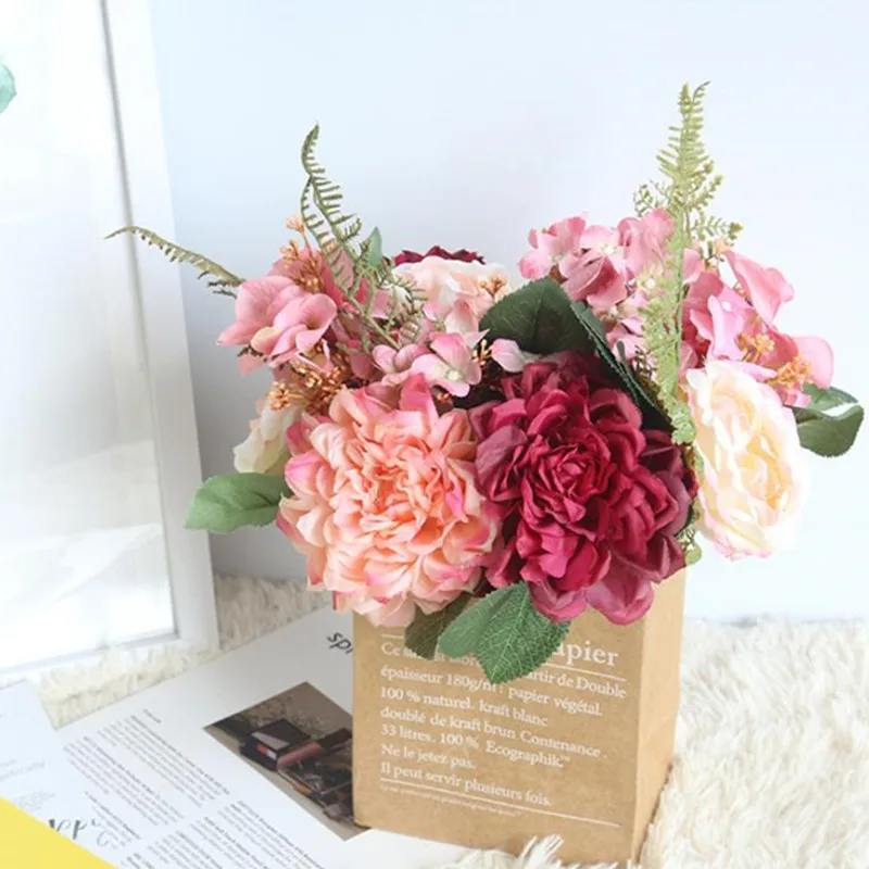 Мини-Подарочный пакет из крафт-бумаги для хранения домашнего цветка Свадебный