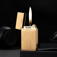 modern simple retro gold and silver windproof original copper durable cigarette kerosene ciagr candle lighter gadgets for men