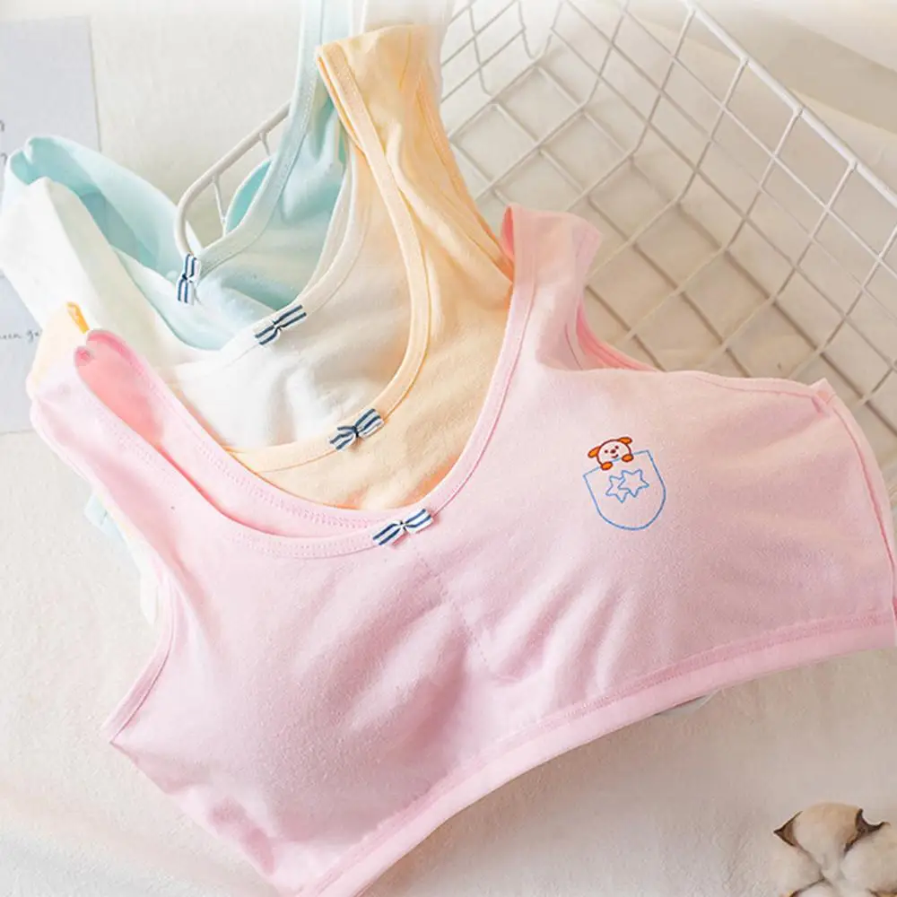 

Sports Bra Kids Girls Underwear Foam Bra Vest Children Underclothes Summer Cotton Breathable Stretchable Sport Undies Clothes