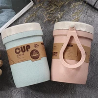 300ml healthy material wheat straw sealed soup cup with lid water breakfast portable lunch box microwave dinnerware food