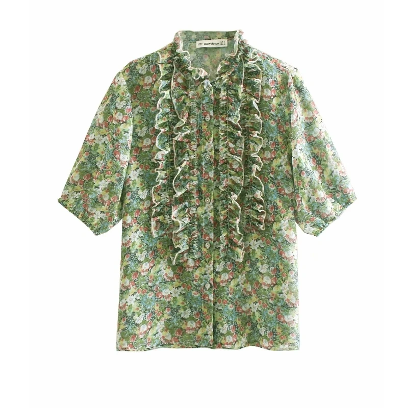 2019 Женские повседневные шифоновые Блузы с коротким рукавом плиссированные