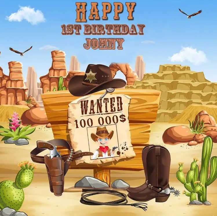 

Пользовательский фон для фотостудии ковбойская пустыня Дикий Запад кактус Высокое качество компьютерная печать день рождения