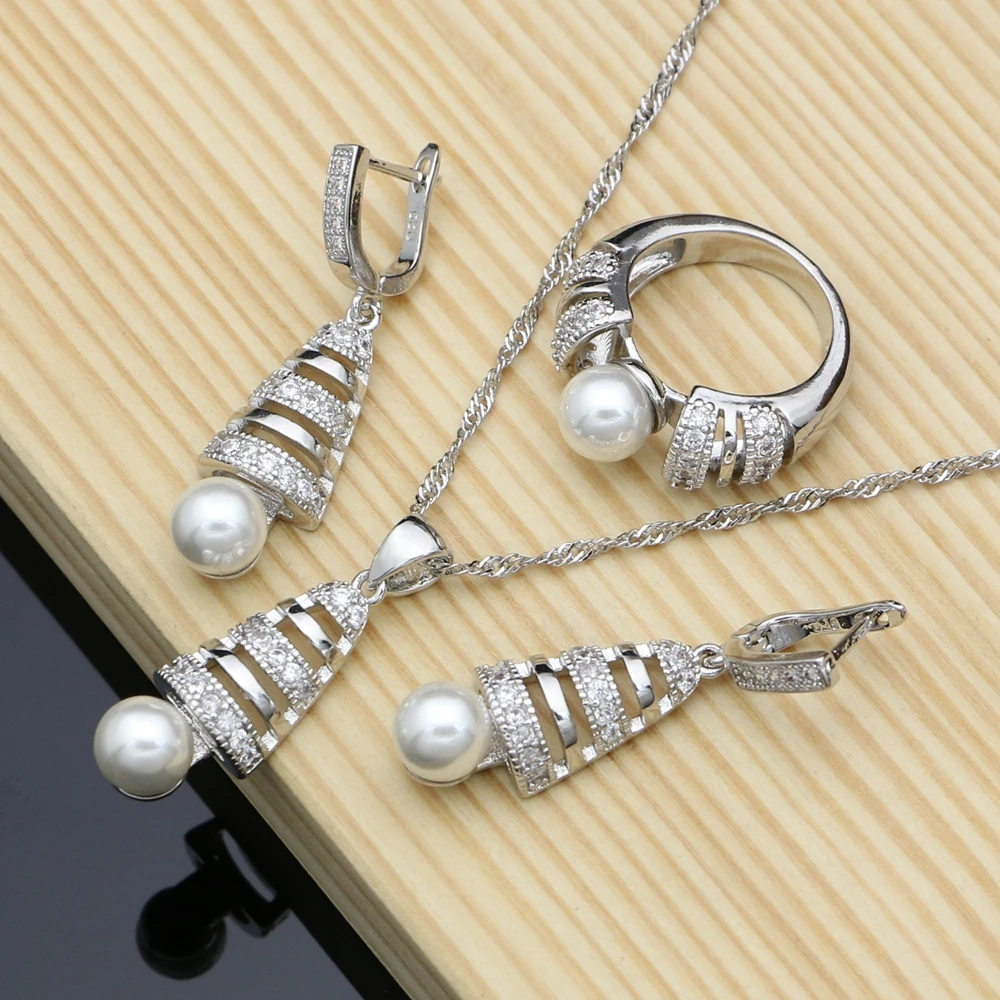 Ювелирные наборы из серебра 925 пробы с пресноводным жемчугом свадебные украшения